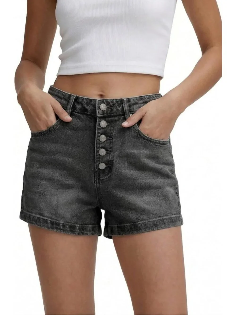 Women's  black Summer Comfortable Stretchy Denim Casual Hot Short Jort Jean